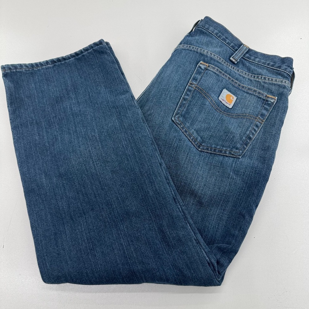 Carhartt Relaxed Fit Lined Jeans MENS Blue Medium Wash Denim SIZE 38 x‎ 30